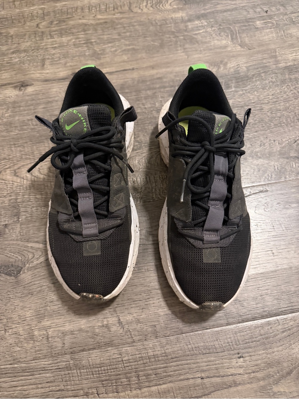 Nike Black and Gray Athletic Sneakers with Green Accents